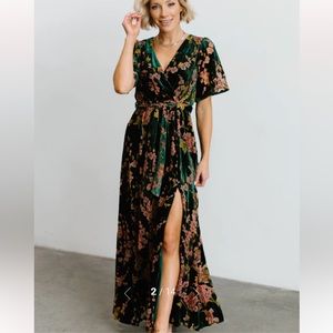 Baltic Born Uma Emerald Floral Velvet Maxi Dress